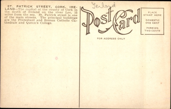 Postcard Cork Irland, St. Patrick Street