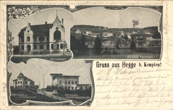 Postcard Hegge Waltenhofen in the Oberallgäu, partial view, residential building A. Steinhauser