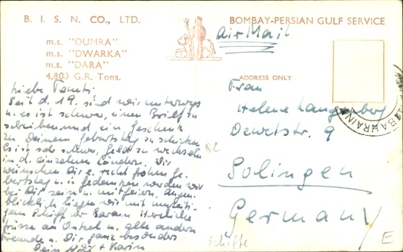 Ak passagiers- en vrachtschip MS Dumra, Dwarka, Dara, British India Steam Navigation Co.