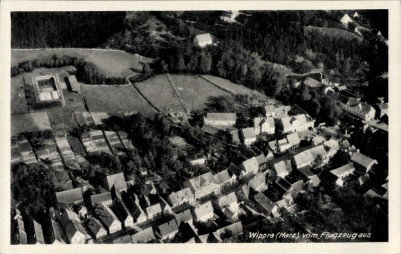 Postcard Wippra Sangerhausen am Harz, aerial photograph
