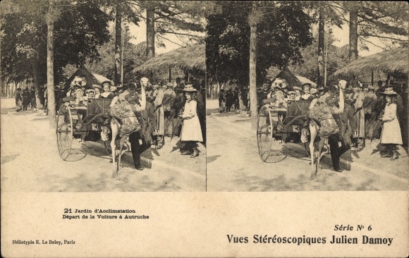 Stereo PC Paris XVI. Passy, Jardin d'Acclimatation, ostrich car