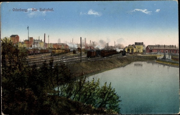 Postcard Bohumín Oderberg Reg. Moravian Silesia, view of the railway station