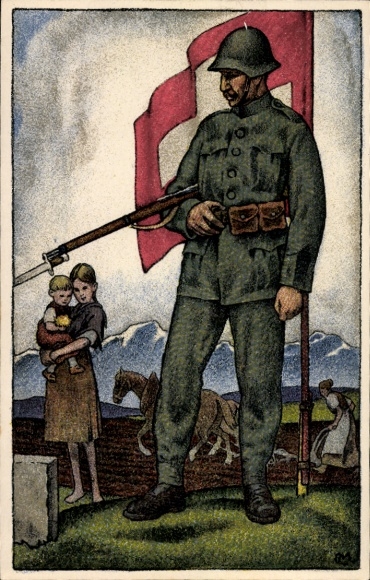 Artist Postcard Swiss National Donation for our soldiers and their families