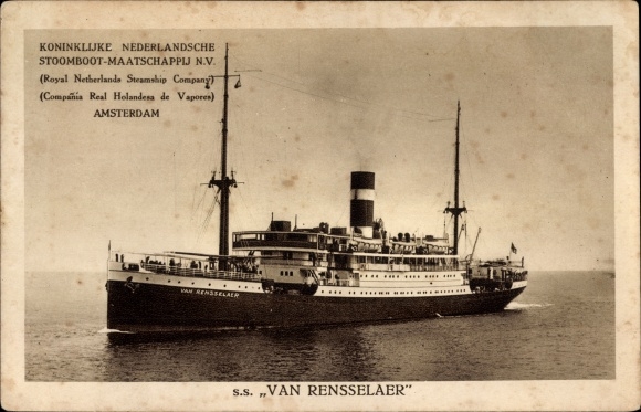 Postcard Dampfer Van Rensselaer, Royal Netherlands Steamship Co.