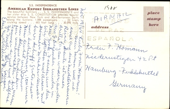 Ak stoomschip SS Independence, American Export Lines