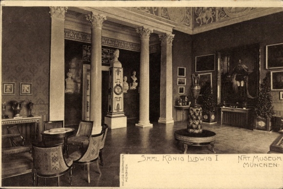 Postcard Munich, Museum, Hall of King Ludwig I.