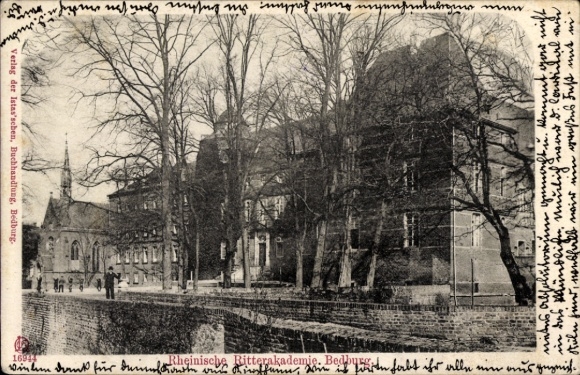 Postcard Bedburg an der Erft, Rhenish Knight Academy Baumzeilen, lithographic print