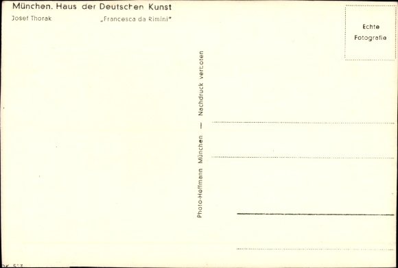 Postcard sculpture by Josef Thorak, Francesca da Rimini, HDK 553, Photo Hoffmann