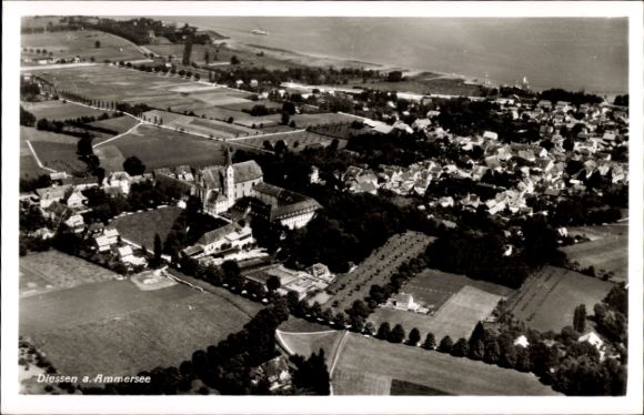 Ak Dießen am Ammersee Oberbayern, Fliegeraufnahme