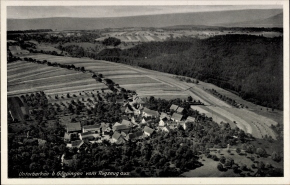 Ak Unterberken (bei Göppingen) Schorndorf in Württemberg, Luftaufnahme von  Felder, Wälder, Häuse