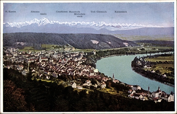Postcard Waldshut Tiengen on the High Rhine Baden Wuerttemberg, Säntis, Gasthof Waldshut
