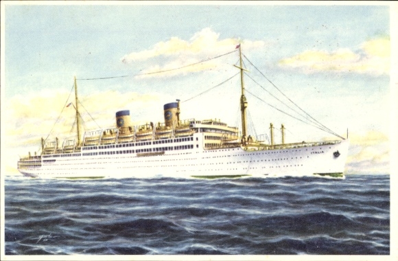 Postcard ship MS Italia on the high seas, Home Lines