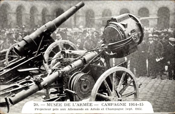 CPA Musee de l'Armee, Campagne 1914-1915, Projecteur prix aux Allemands en Artois