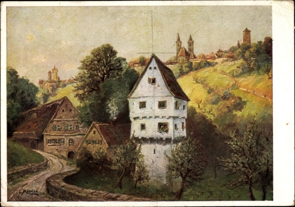 Artist PC Mössler, L., Rothenburg ob der Tauber Middle Franconia, Topplerschlösschen