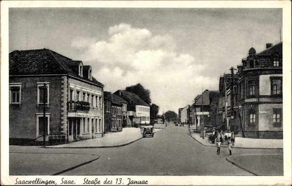 Postcard Saarwellingen in the district of Saarlouis, Straße des 13. Januar