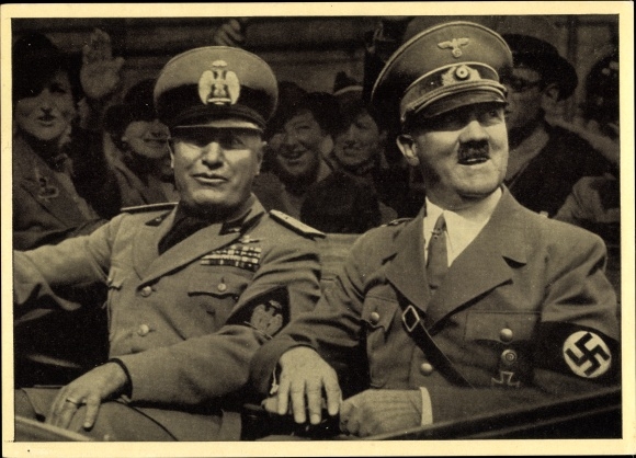 Postcard Führer and Reich Chancellor Adolf Hitler, Benito Mussolini, state meeting, men of the time 126