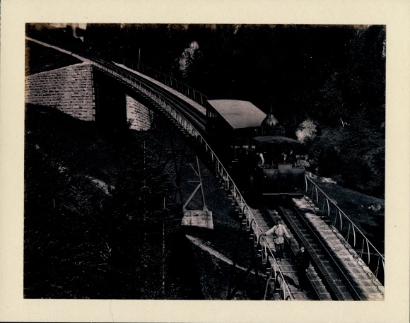 Photo 1885, Canton of Lucerne, Rigi Railway, rack railway, bridge, railway workers