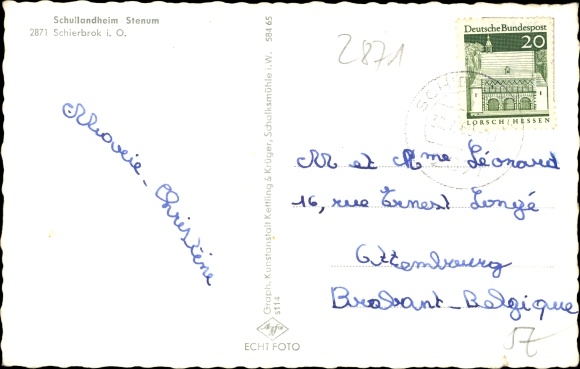 Postcard Schierbrook Schierbrock Schierbrok Ganderkesee in Oldenburg, school camp Stenum