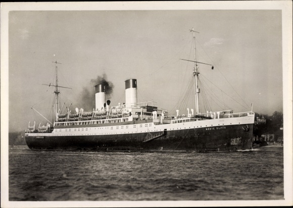 Postcard HSDG steamer Monte Olivia, twin-screw motor vessel