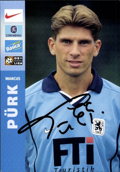 Autogrammkarte Fußballer Marcus Pürk, TSV 1860 München, Autogramm