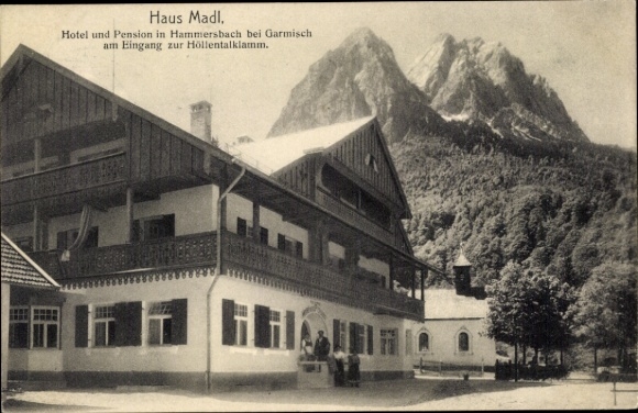 Postcard Hammersbach Grainau in Upper Bavaria, Haus Madl, Hotel