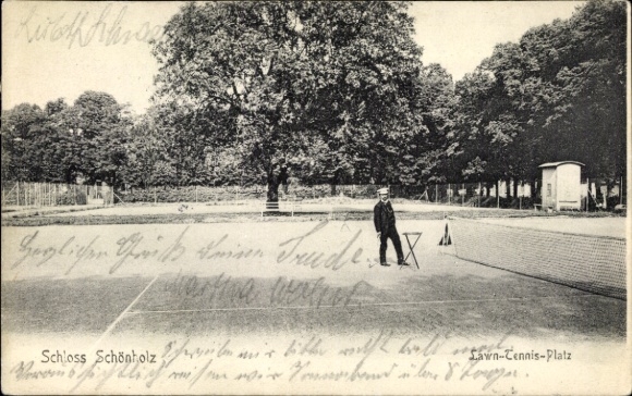 Ak Berlin Pankow Niederschönhausen Schönholz, Schloss, Lawn-Tennis-Platz