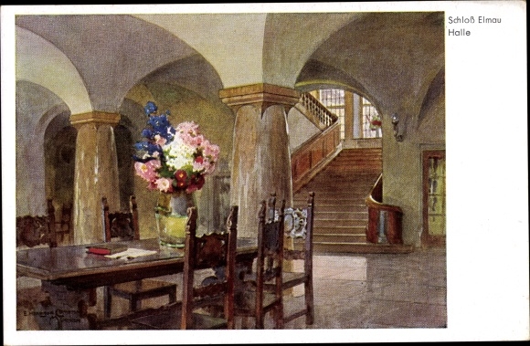 Kunstenaarskaart Compton, Edward Harrison, Klais Krün Opper-Beieren, Schloss Elmau, Halle