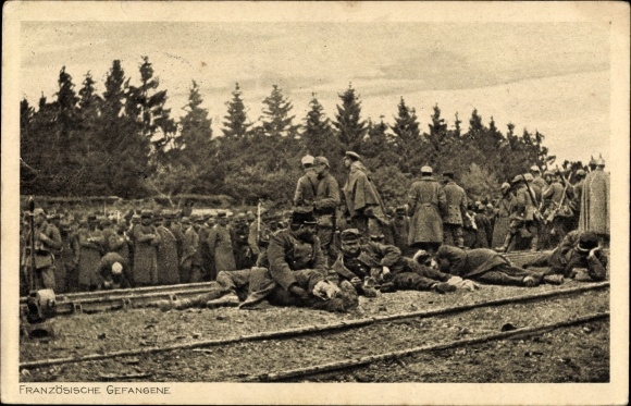 Postcard French prisoners of war, soldiers, I WW