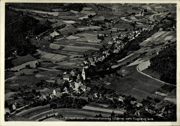 Postcard Unter Schönmattenwag Wald Michelbach in the Odenwald Hessen, aerial photograph