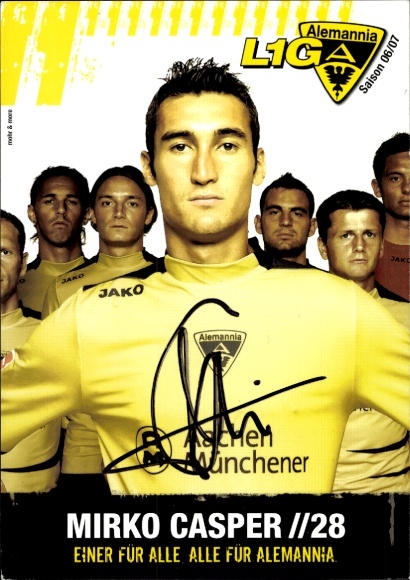 Autogrammkarte Fußballer Mirko Casper, Alemannia Aachen, Autogramm