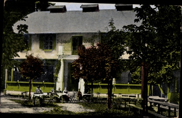 Postcard Amstetten in the Swabian Alb, shooting range restaurant by Hubert Feilinger