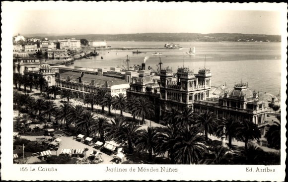 Ak La Coruña Galicia, Mendez Nunez Gärten