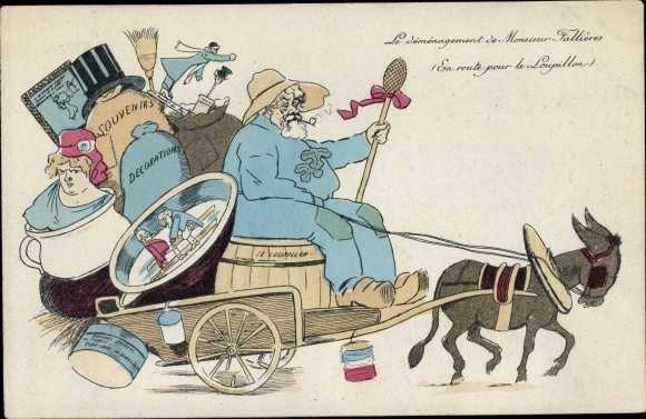 Postcard The move of Monsieur Fallières, On the way to Loupillon