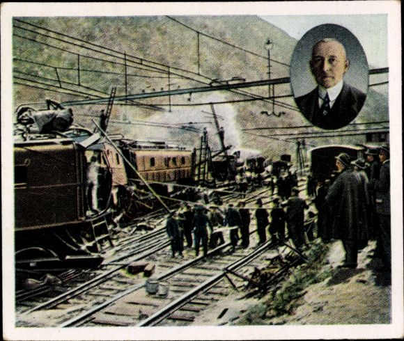Collector's picture The Post-War Period No. 76, April 1924 Dr. Carl Helfferich, Bellinzona train accident