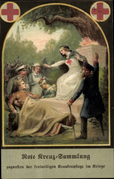Künstler Ak v. Roessler, A., Rotes Kreuz, freiwillige Krankenpflege im Kriege, Krankenschwester