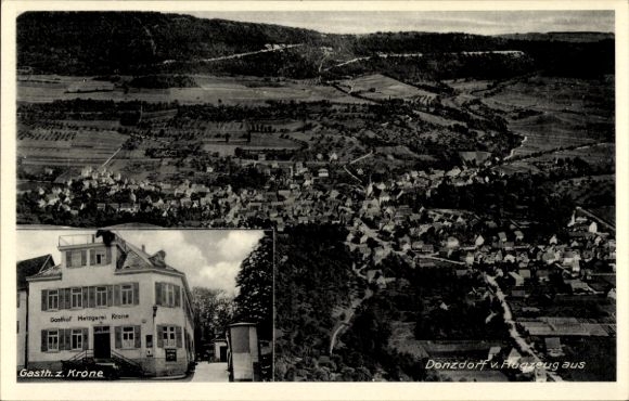 Ak Donzdorf in Württemberg, Fliegeraufnahme,  Gasthaus Krone