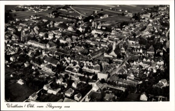 Postcard Weilheim Oberbayern, aerial photograph