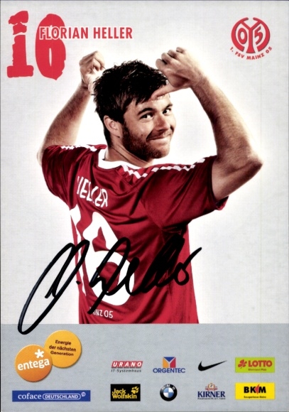 Autograph card footballer Florian Heller, 1. FSV Mainz 05
