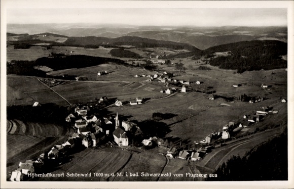 Postcard Schönwald in the Black Forest, aerial photograph