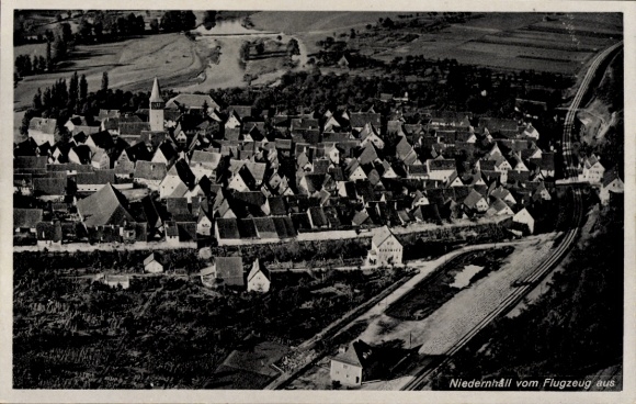 Postcard Niedernhall in the Hohenlohe district, aerial photograph