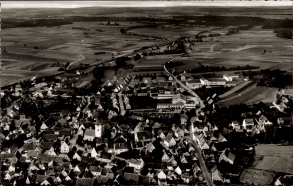Postcard Blaufelden in Württemberg, aerial photograph