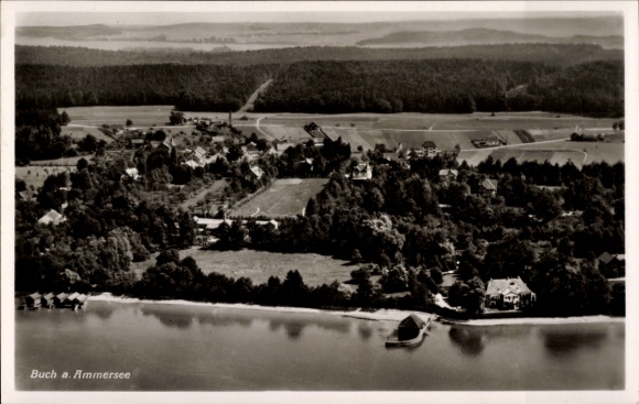 Postcard Buch am Ammersee Inning Upper Bavaria, aerial photograph