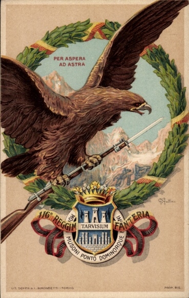 Künstler Ak Italienische Armee, 116. Infanterie-Regiment, Adler mit Bajonett