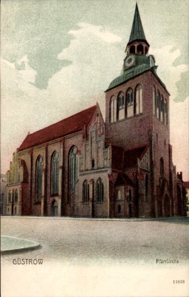 Postcard Güstrow in Mecklenburg, parish church, , 11008