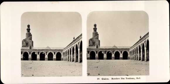 Stereo photo Cairo Cairo Egypt, Ibn Tulun Mosque, courtyard