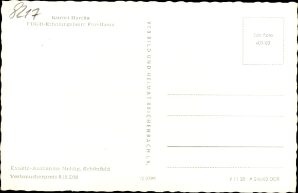 Postcard Hartha Hintergersdorf Tharandt in the Ore Mountains, FDGB convalescent home Forsthaus, motorcycle