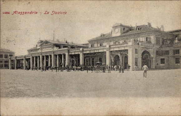 Postcard Alessandria Piemonte, train station