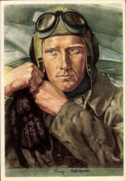 Artist Postcard Willrich, Wolfgang, reconnaissance pilot, VDA