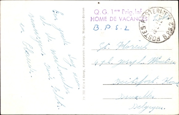 Postcard Marienheide in the Bergisches Land, Brucher Dam, forest landscape, house, mountains in the background