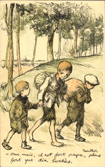 Artist Postcard Poulbot, Francisque, Il est fort papa, plus fort que dix boches
